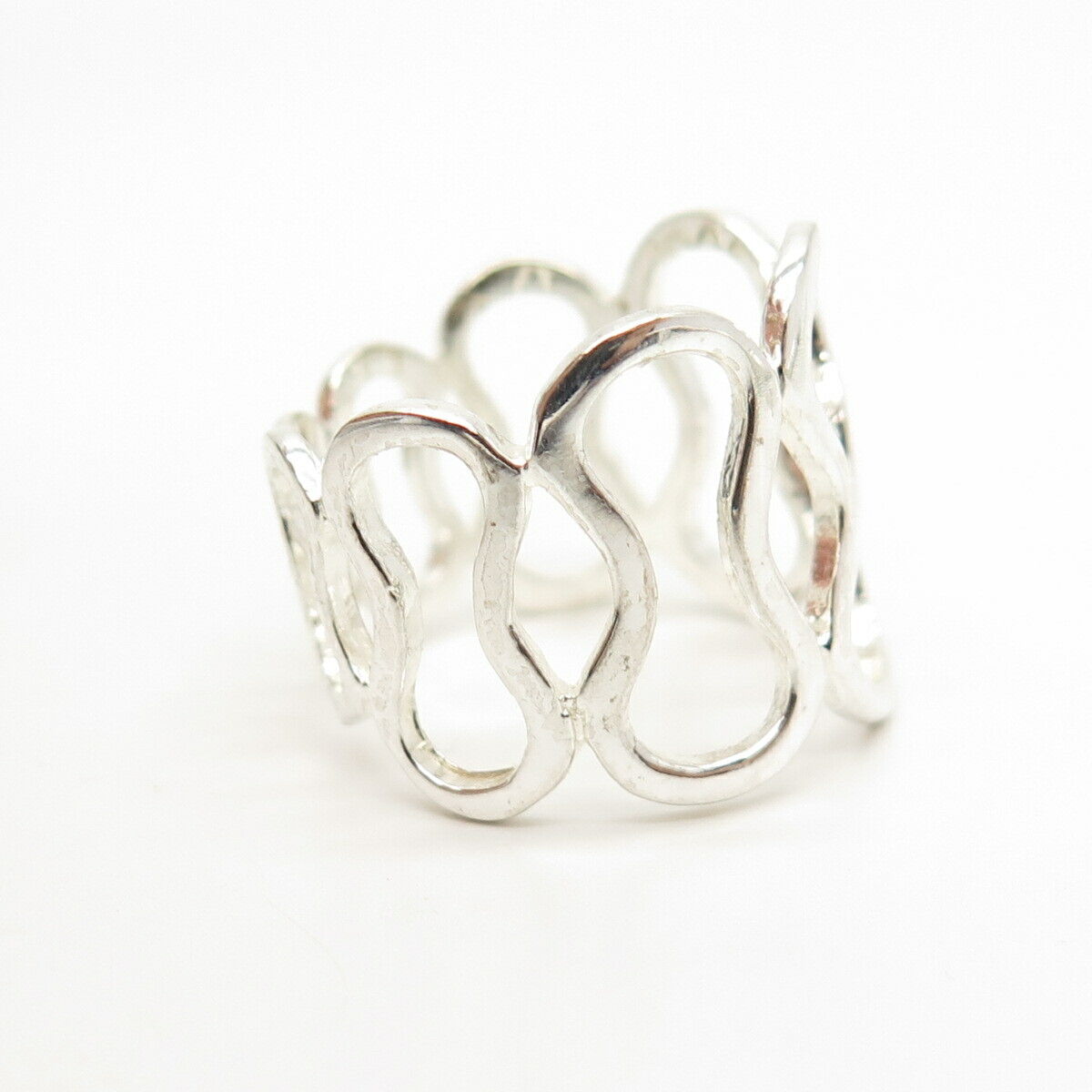 925 Sterling Silver Abstract Design Ring Size 9