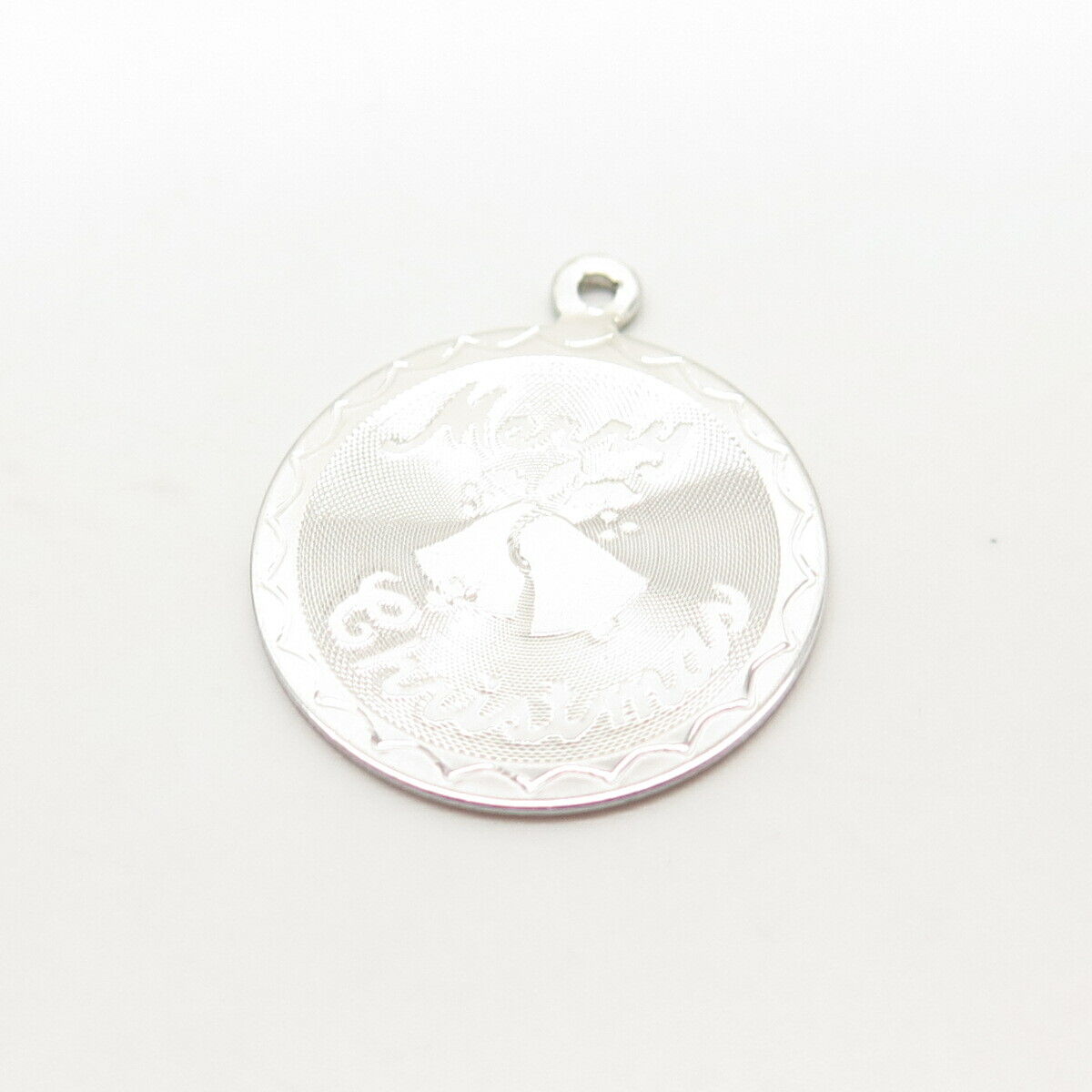 925 Sterling Silver Vintage "Merry Christmas" Round Pendant