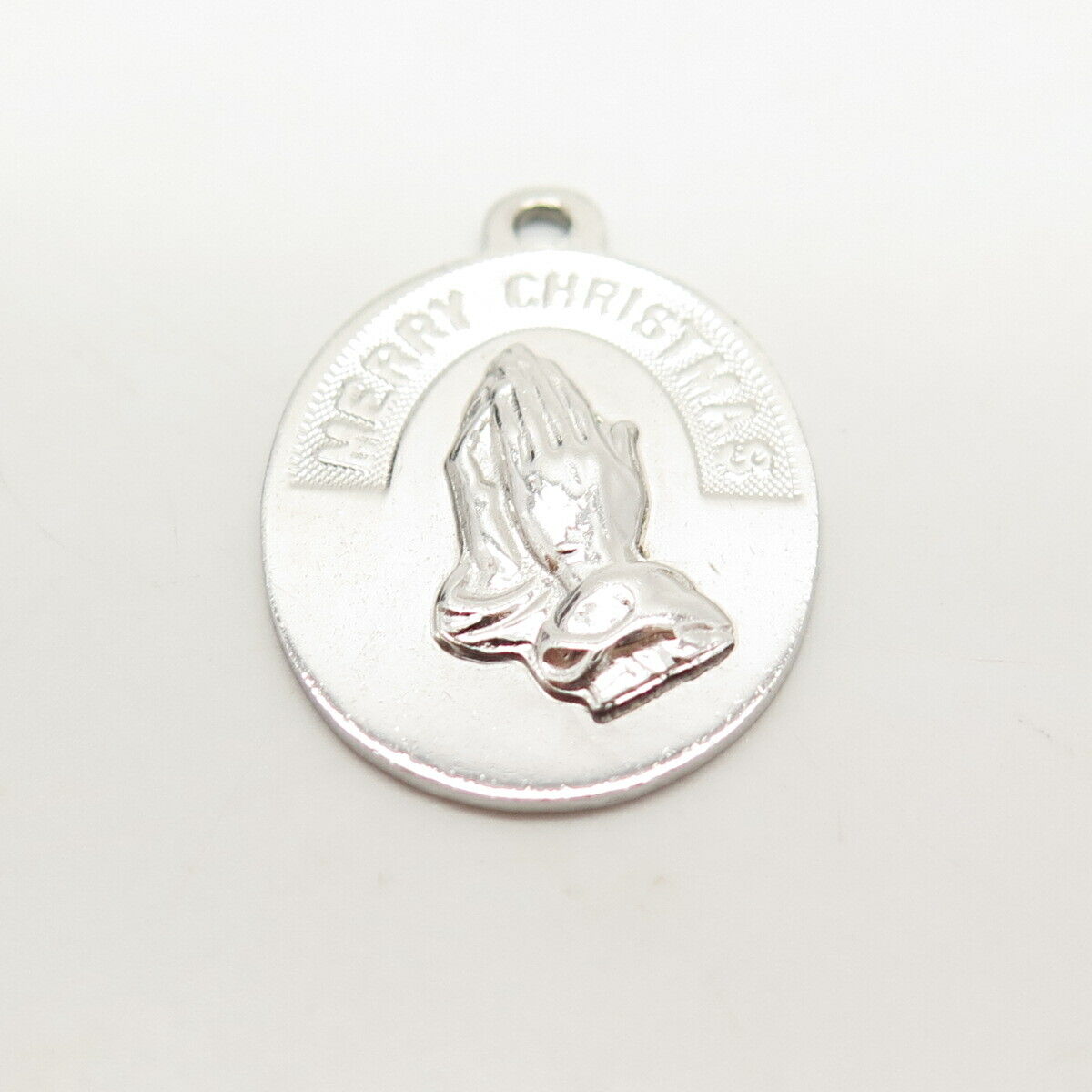 925 Sterling Silver Vintage "Merry Christmas" Hands in Prayer Pendant