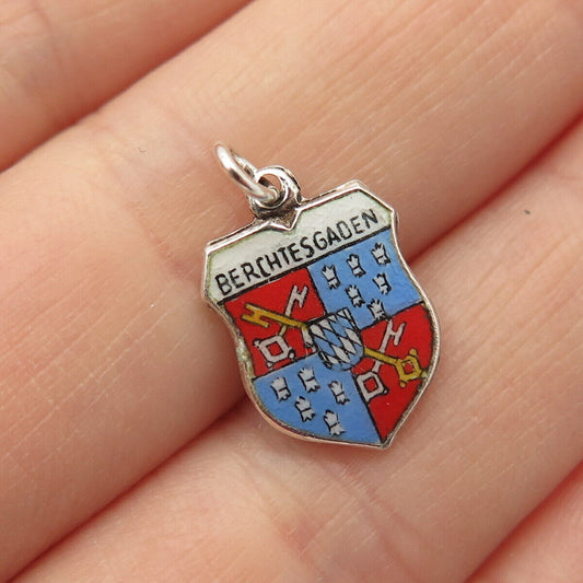 800 Silver Vintage REU Enamel "Berchtesgaden" Coat of Arms Charm Pendant