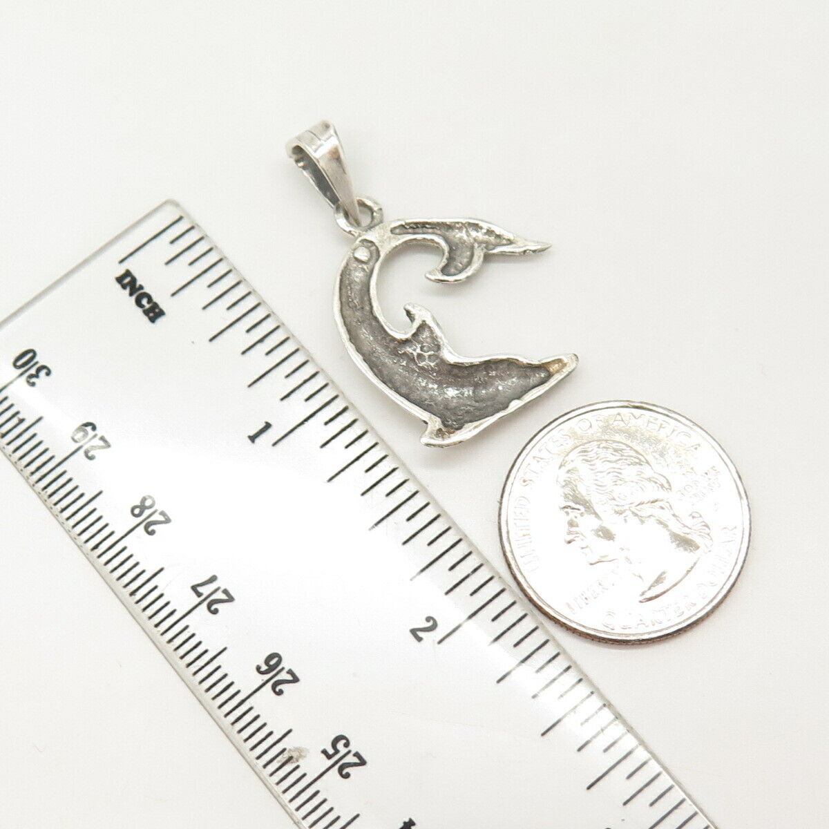 925 Sterling Silver Vintage Friendly Dolphin Pendant