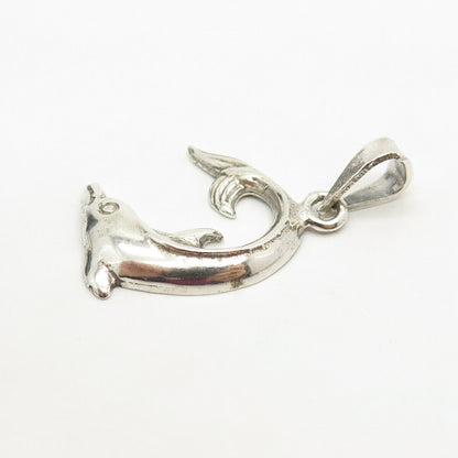 925 Sterling Silver Vintage Friendly Dolphin Pendant