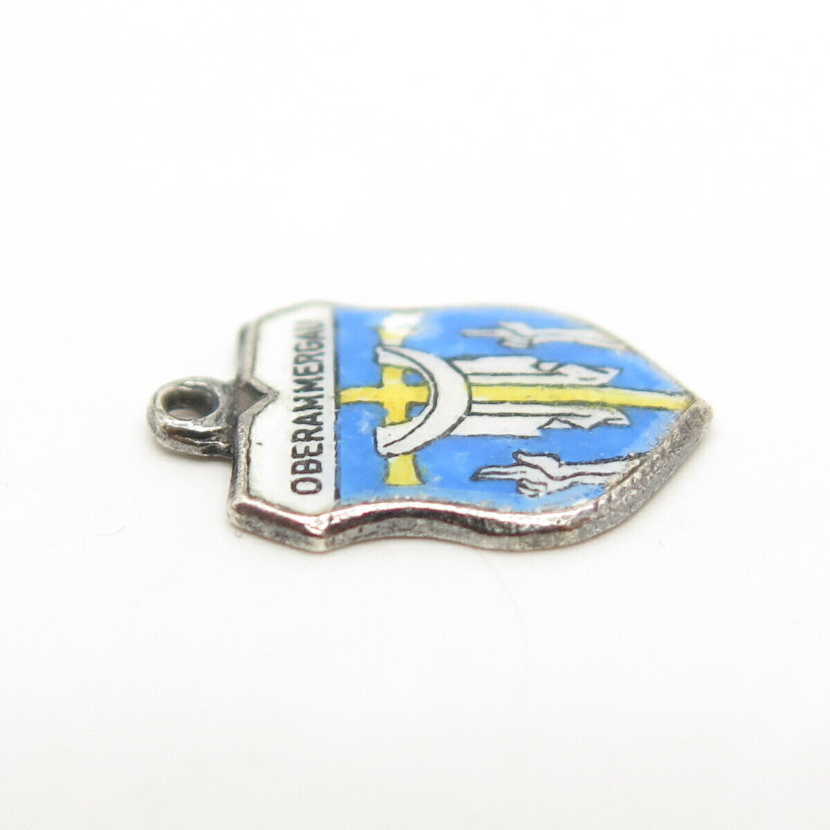 800 Silver Vintage REU Enamel "Oberammergau" Coat of Arms Charm Pendant