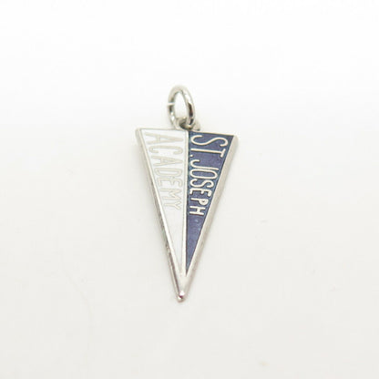 925 Sterling Silver Vintage Enamel "St. Joseph Academy" Charm Pendant