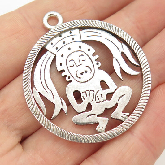 925 Sterling Silver Vintage Mexico Tribal God Design Pendant