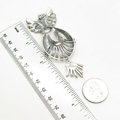 850 Silver Vintage Wise Owl Design Dangling Pendant