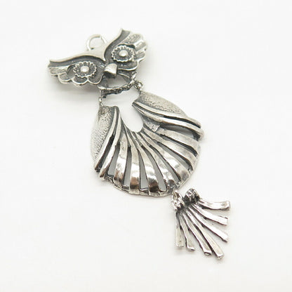 850 Silver Vintage Wise Owl Design Dangling Pendant