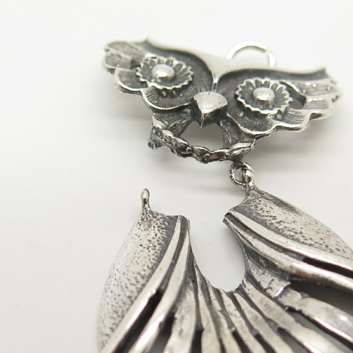 850 Silver Vintage Wise Owl Design Dangling Pendant