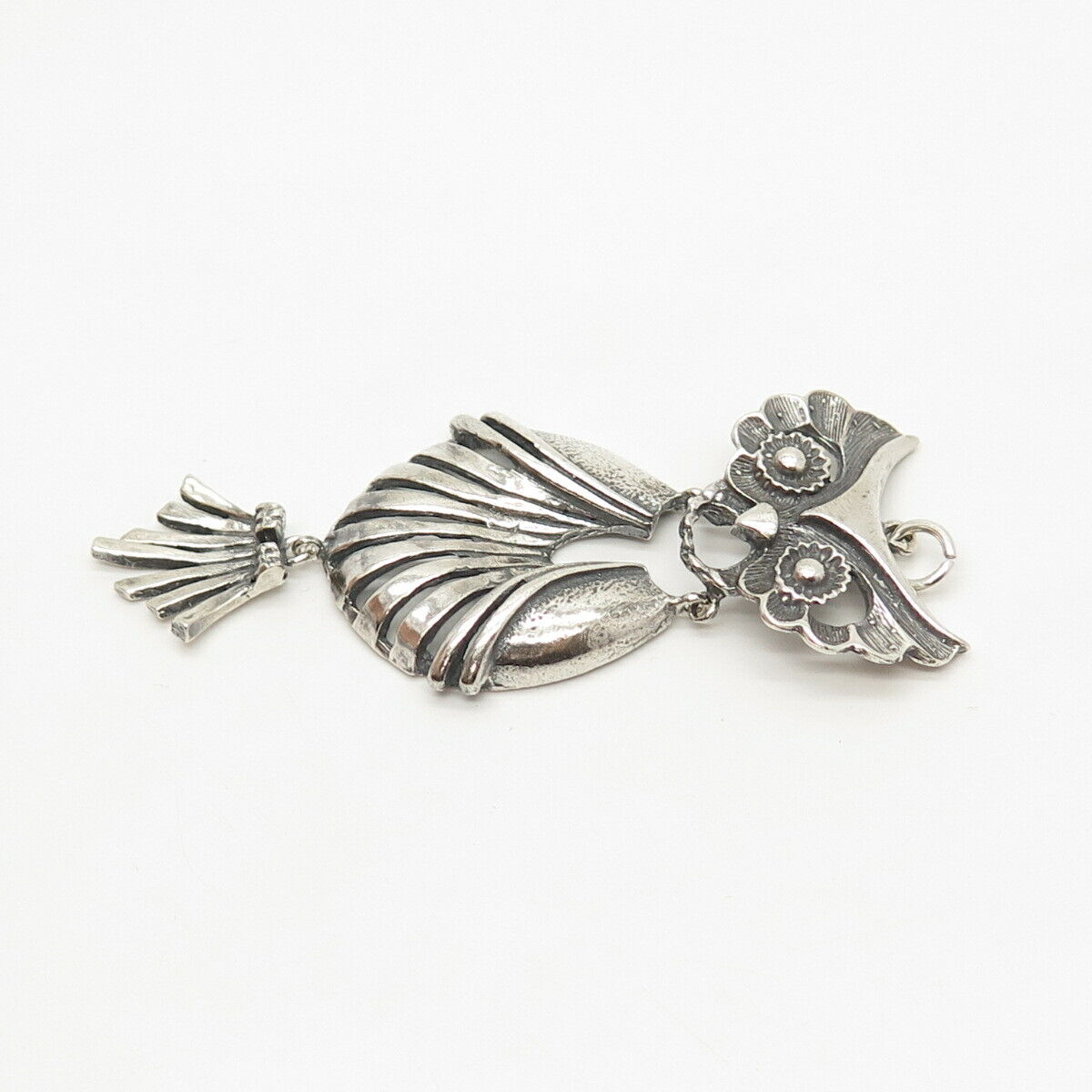 850 Silver Vintage Wise Owl Design Dangling Pendant