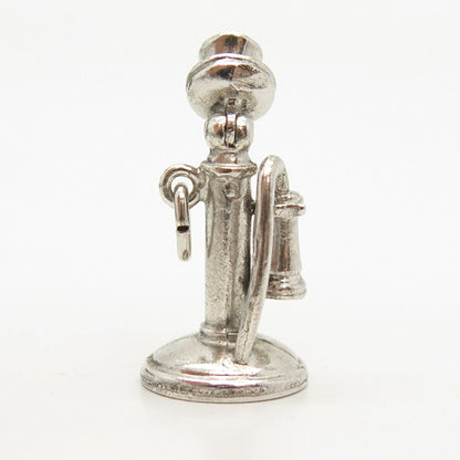 925 Sterling Silver Antique Wells Candlestick Phone Charm Pendant