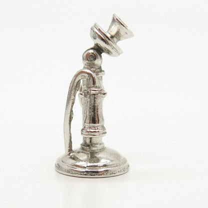 925 Sterling Silver Antique Wells Candlestick Phone Charm Pendant