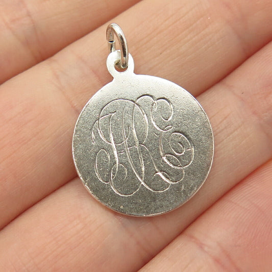 925 Sterling Silver Antique Tag Round Charm Pendant