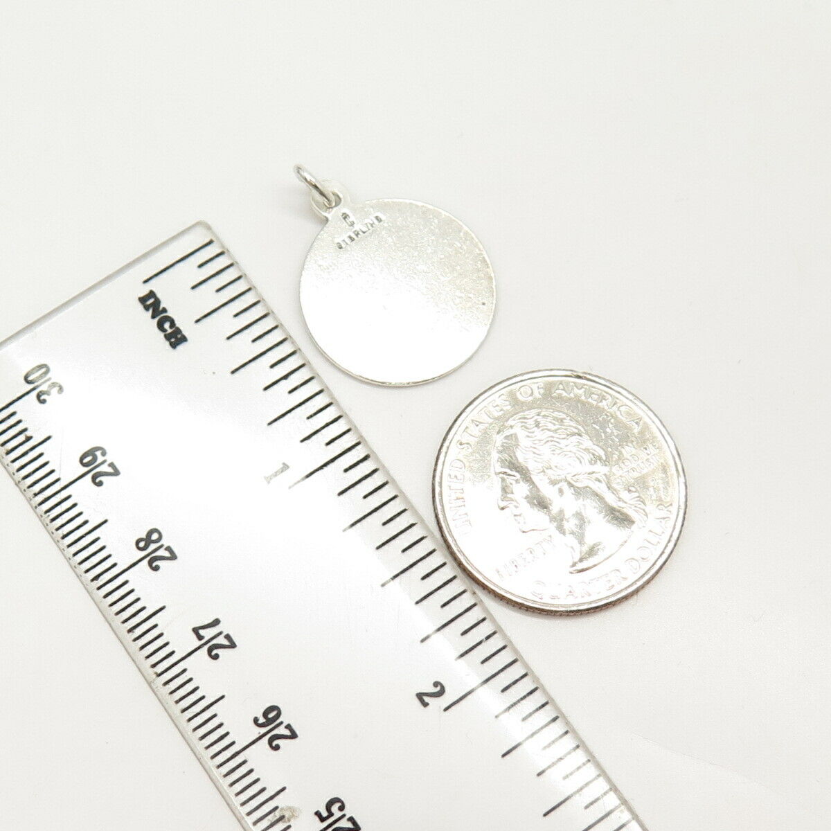 925 Sterling Silver Antique Tag Round Charm Pendant