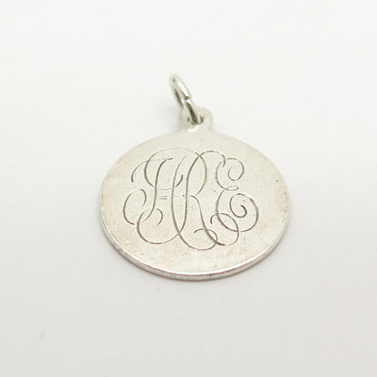 925 Sterling Silver Antique Tag Round Charm Pendant