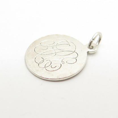 925 Sterling Silver Antique Tag Round Charm Pendant