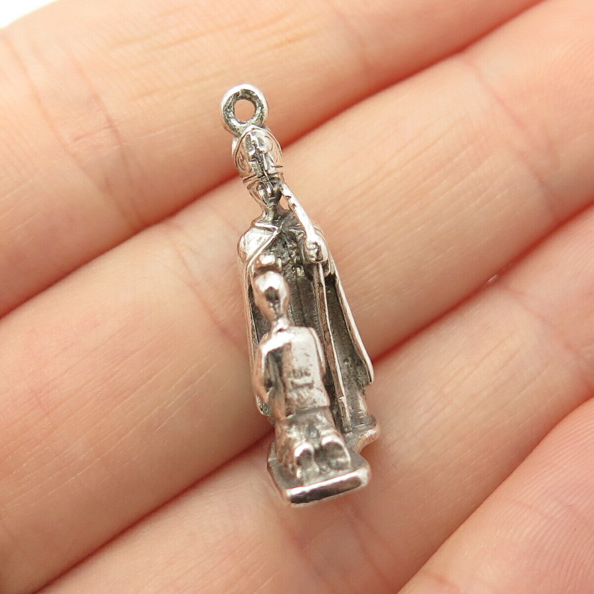 925 Sterling Silver Vintage Creed Christian Religious Scene Pendant