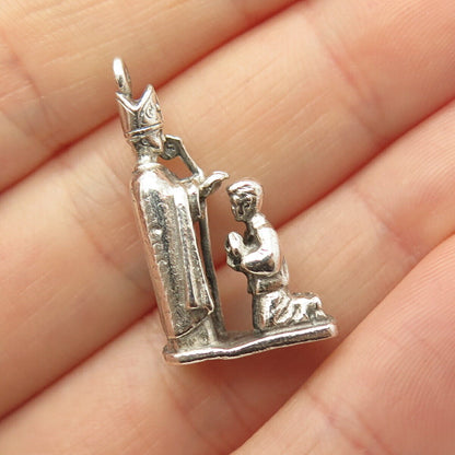 925 Sterling Silver Vintage Creed Christian Religious Scene Pendant