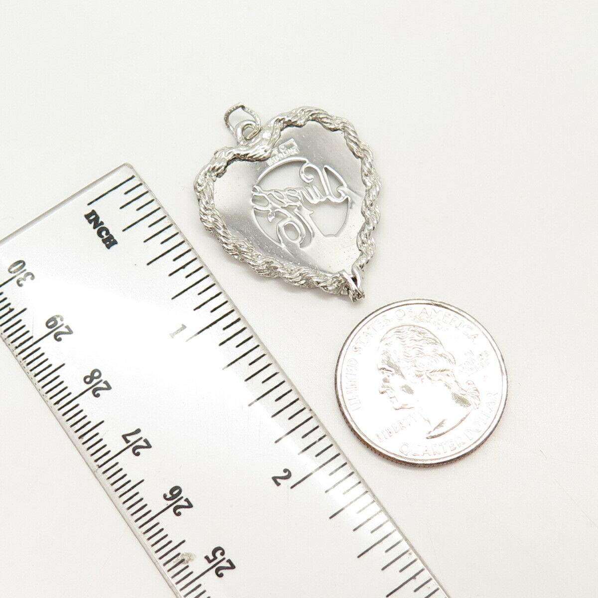 925 Sterling Silver Vintage "Sweet 16" Heart Pendant