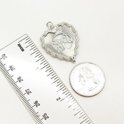 925 Sterling Silver Vintage "Sweet 16" Heart Pendant