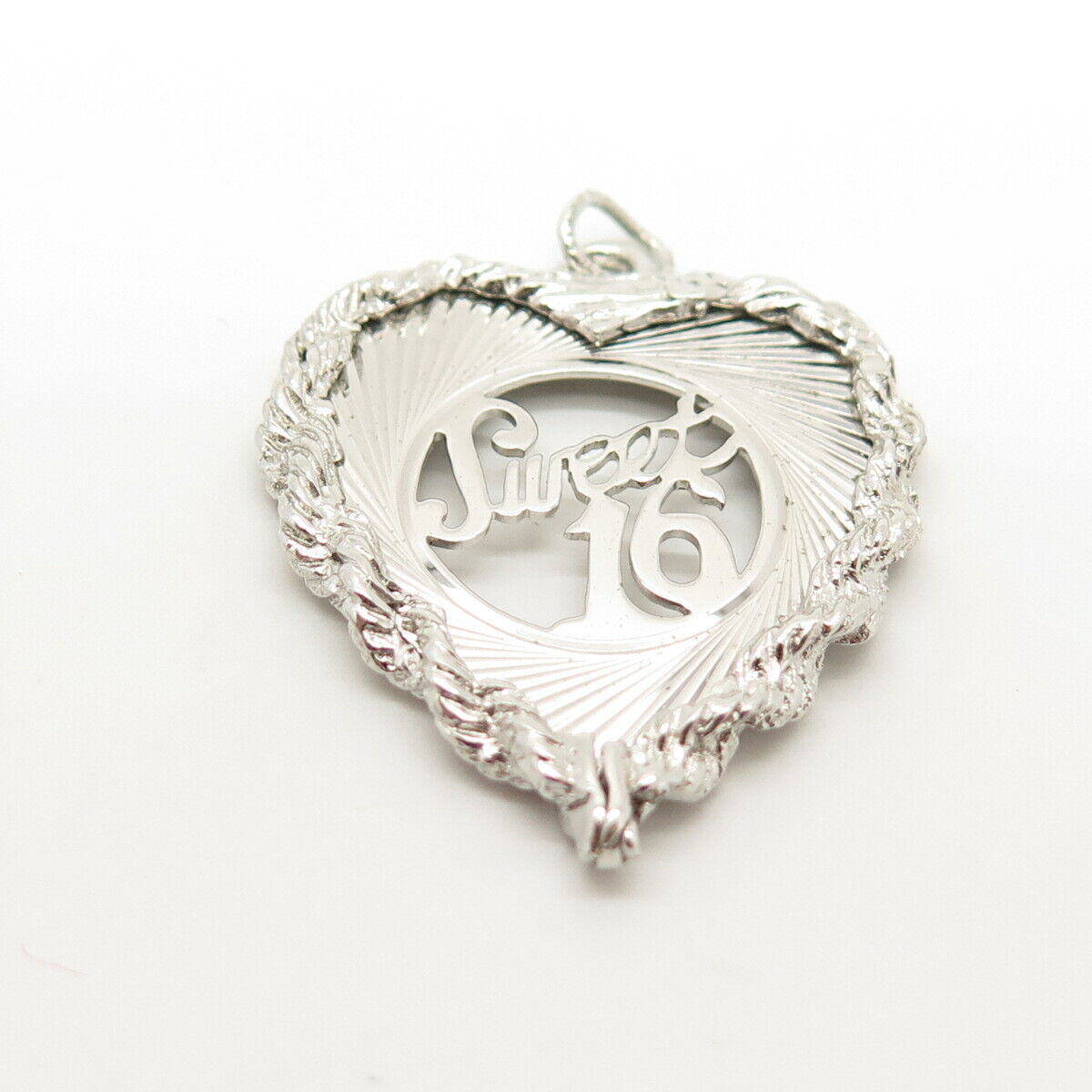 925 Sterling Silver Vintage "Sweet 16" Heart Pendant