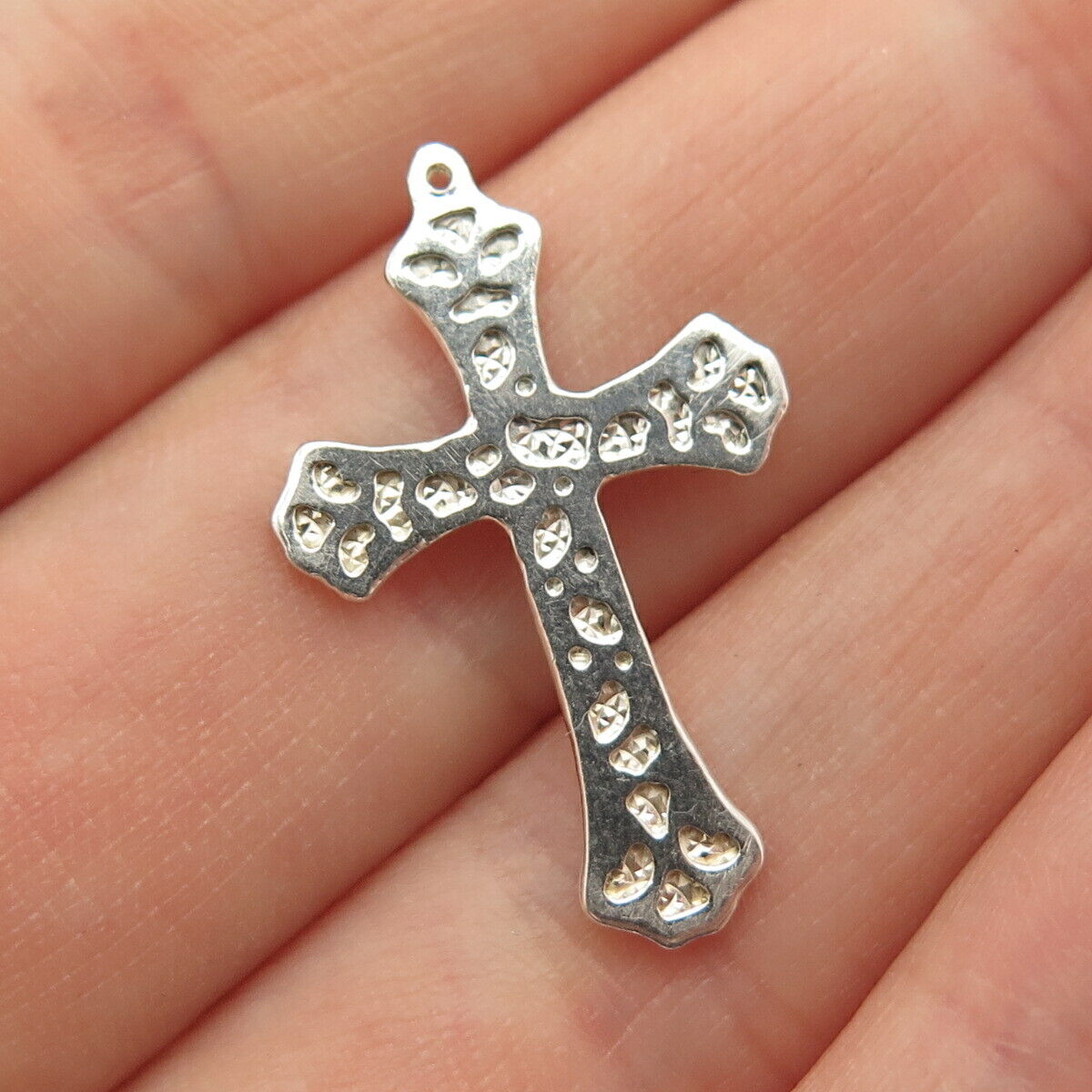 925 Sterling Silver Vintage Textured Religious Cross Pendant