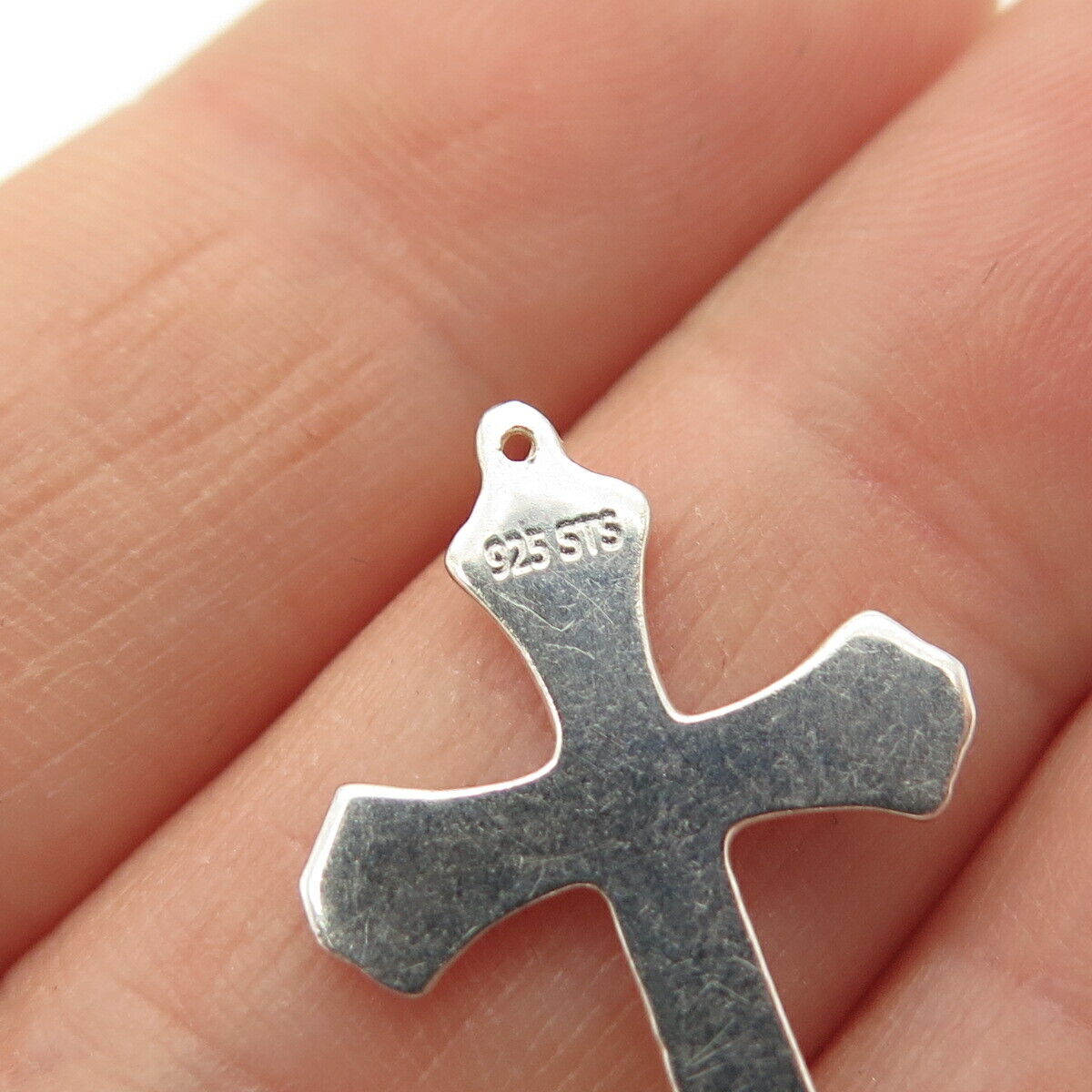 925 Sterling Silver Vintage Textured Religious Cross Pendant