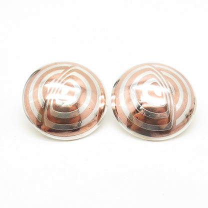 925 Sterling Silver 2-Tone Vintage Round Earrings