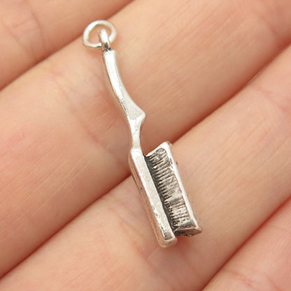 925 Sterling Silver Vintage Sunwest Hair Brush Design Pendant