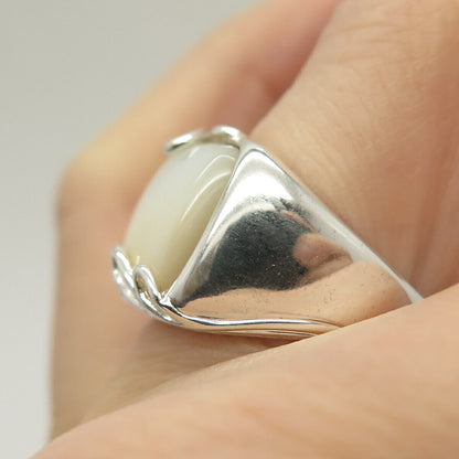 925 Sterling Silver Real Mother-of-Pearl Ring Size 6 3/4