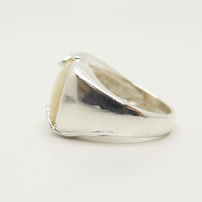 925 Sterling Silver Real Mother-of-Pearl Ring Size 6 3/4