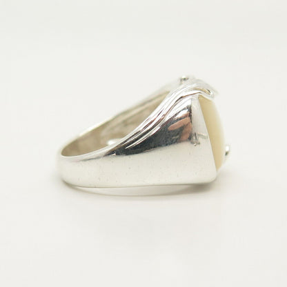 925 Sterling Silver Real Mother-of-Pearl Ring Size 6 3/4