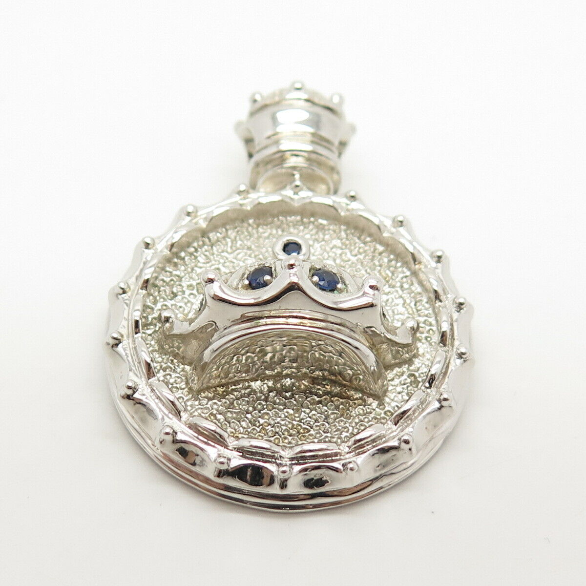 925 Sterling Silver Real Sapphire Gem Perfume Bottle Design Pendant