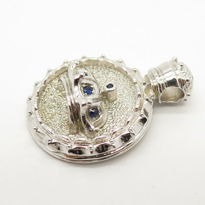 925 Sterling Silver Real Sapphire Gem Perfume Bottle Design Pendant