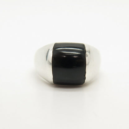 925 Sterling Silver Real Black Onyx Gem Ring Size 5 3/4