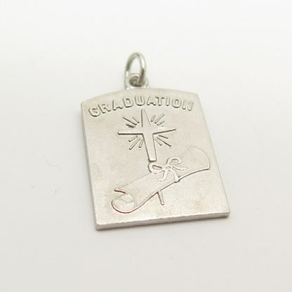 925 Sterling Silver Vintage Antaya "Graduation" Scroll & Cross Pendant