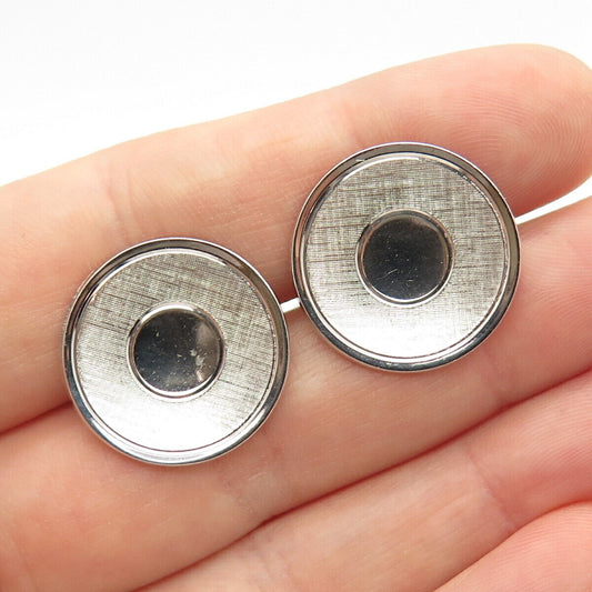 925 Sterling Silver Vintage Satin Finish Round Cufflinks