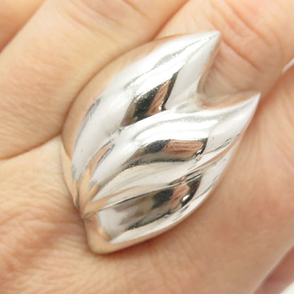 925 Sterling Silver Vintage Mexico Modernist Statement Ring Size 8