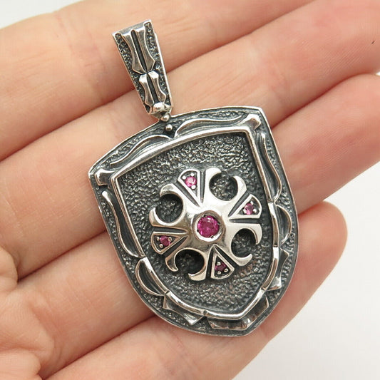 925 Sterling Silver Vintage Real Ruby Gemstone Pendant