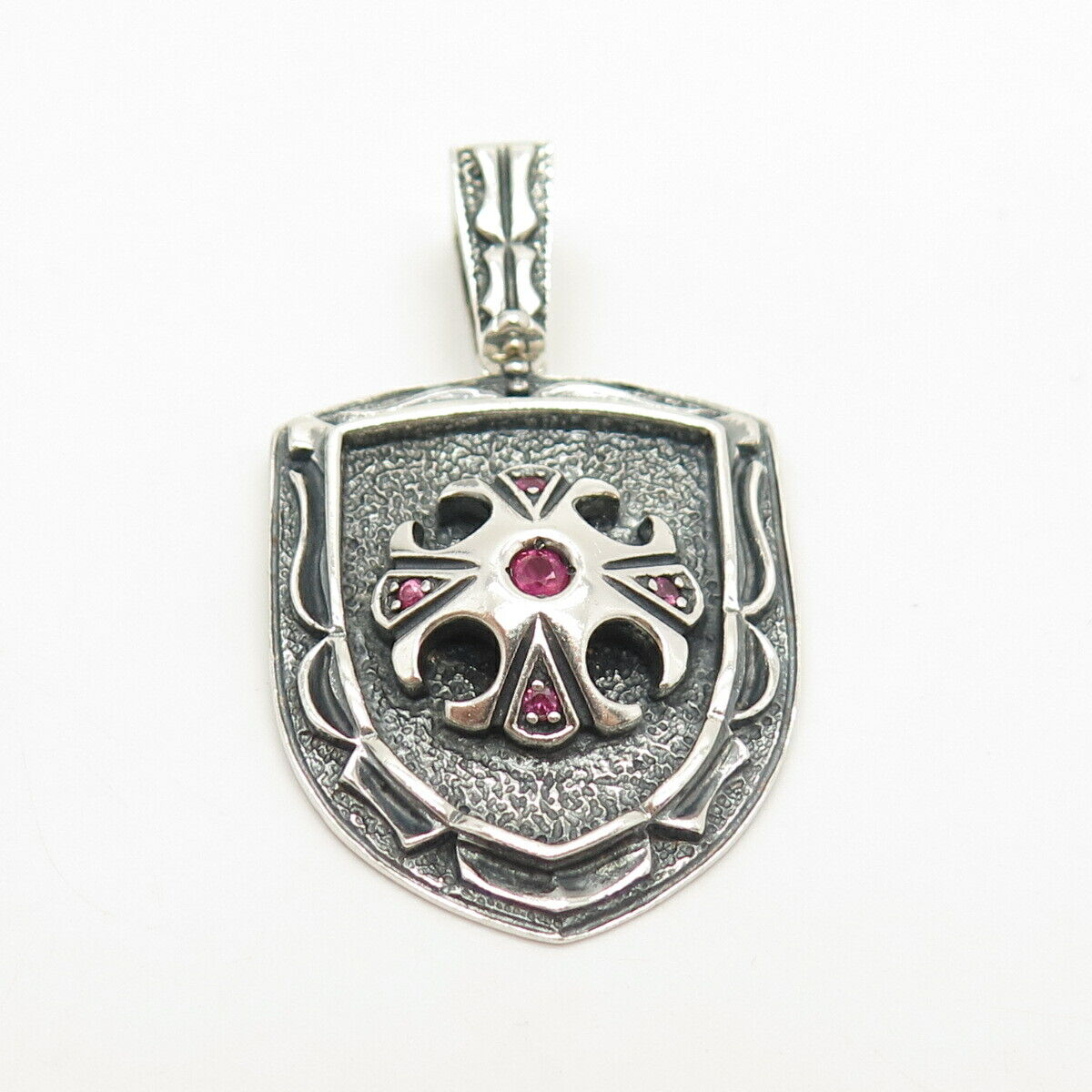 925 Sterling Silver Vintage Real Ruby Gemstone Pendant