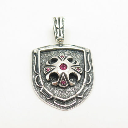 925 Sterling Silver Vintage Real Ruby Gemstone Pendant