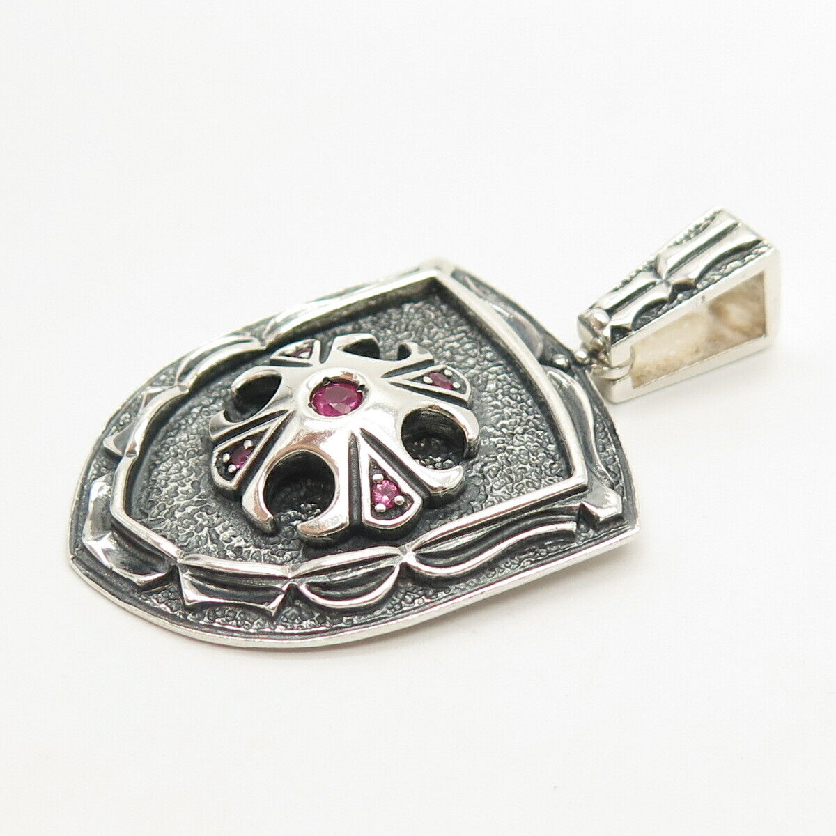 925 Sterling Silver Vintage Real Ruby Gemstone Pendant