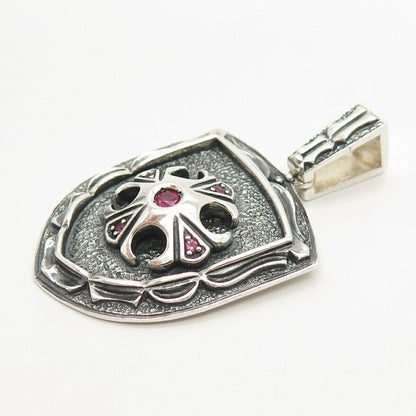 925 Sterling Silver Vintage Real Ruby Gemstone Pendant