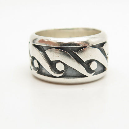 925 Sterling Silver Vintage Tribal Band Ring Size 7 3/4