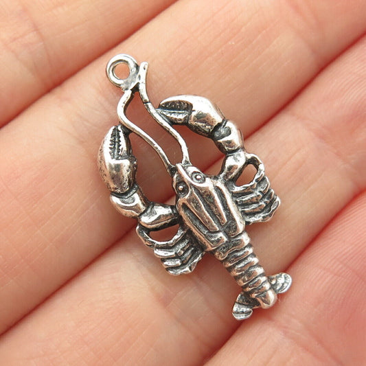 925 Sterling Silver Vintage Lobster Charm Pendant