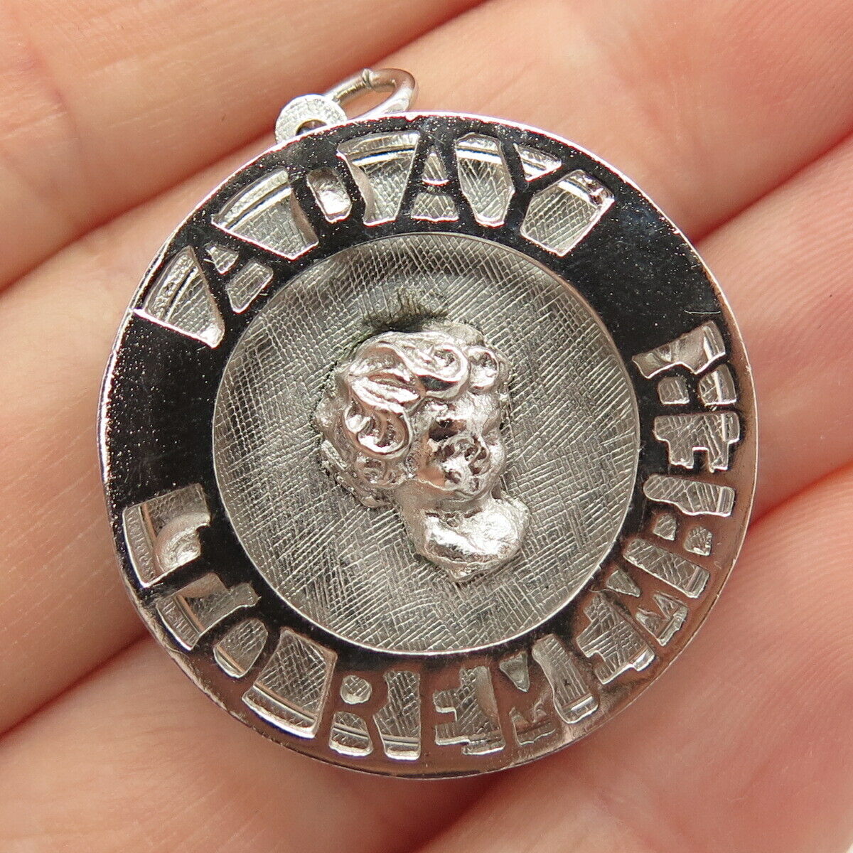925 Sterling Silver Vintage "A Day to Remember" Round Pendant