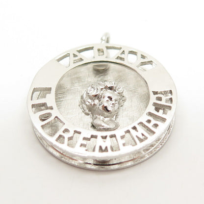 925 Sterling Silver Vintage "A Day to Remember" Round Pendant