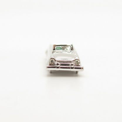 925 Sterling Silver Vintage Green Enamel & C Z Retro Car Movable Pendant