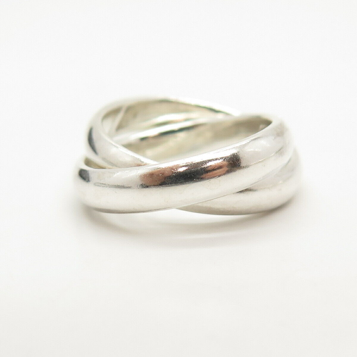 925 Sterling Silver Double Interlocked / Crossover Ring Size 9 1/4