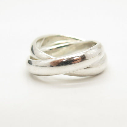925 Sterling Silver Double Interlocked / Crossover Ring Size 9 1/4