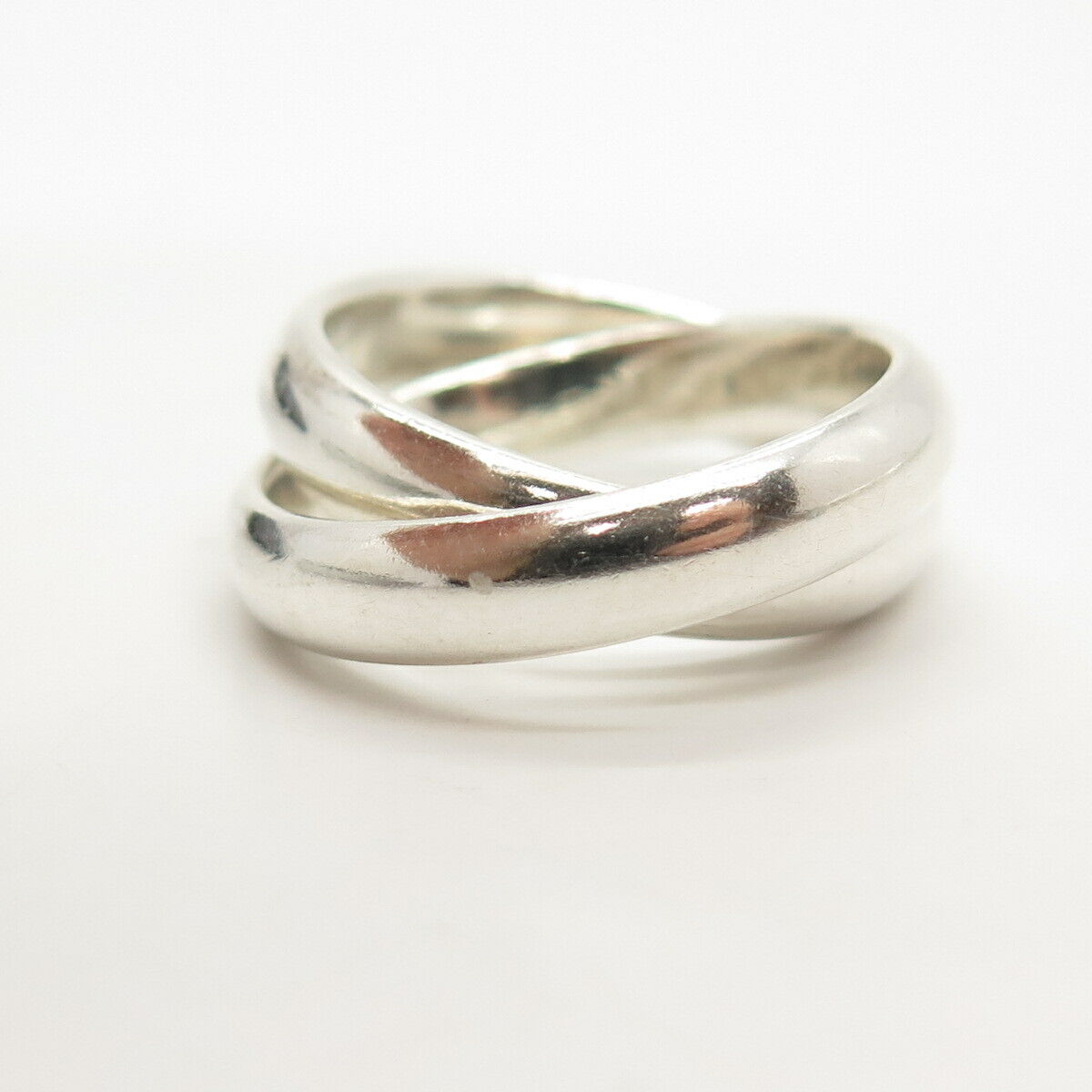 925 Sterling Silver Double Interlocked / Crossover Ring Size 9 1/4